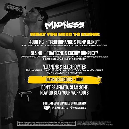Miniatura 4 de Mutant Madness  Suplemento en polvo antes del entrenamiento y mezcla de bomba que incluye L-citrulina, beta-alanina, taurina, L-tirosina  30