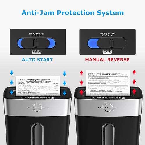 Miniatura 7 de BONSEN Trituradora de papel para oficina en casa, contenedor de 4 galones, trituradora de corte cruzado de 10 hojas, alto nivel de seguridad P-4