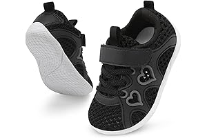 Toddler Fashion Shoes for Girls,Black Sneakers Designed for Barefoot Walking and Running