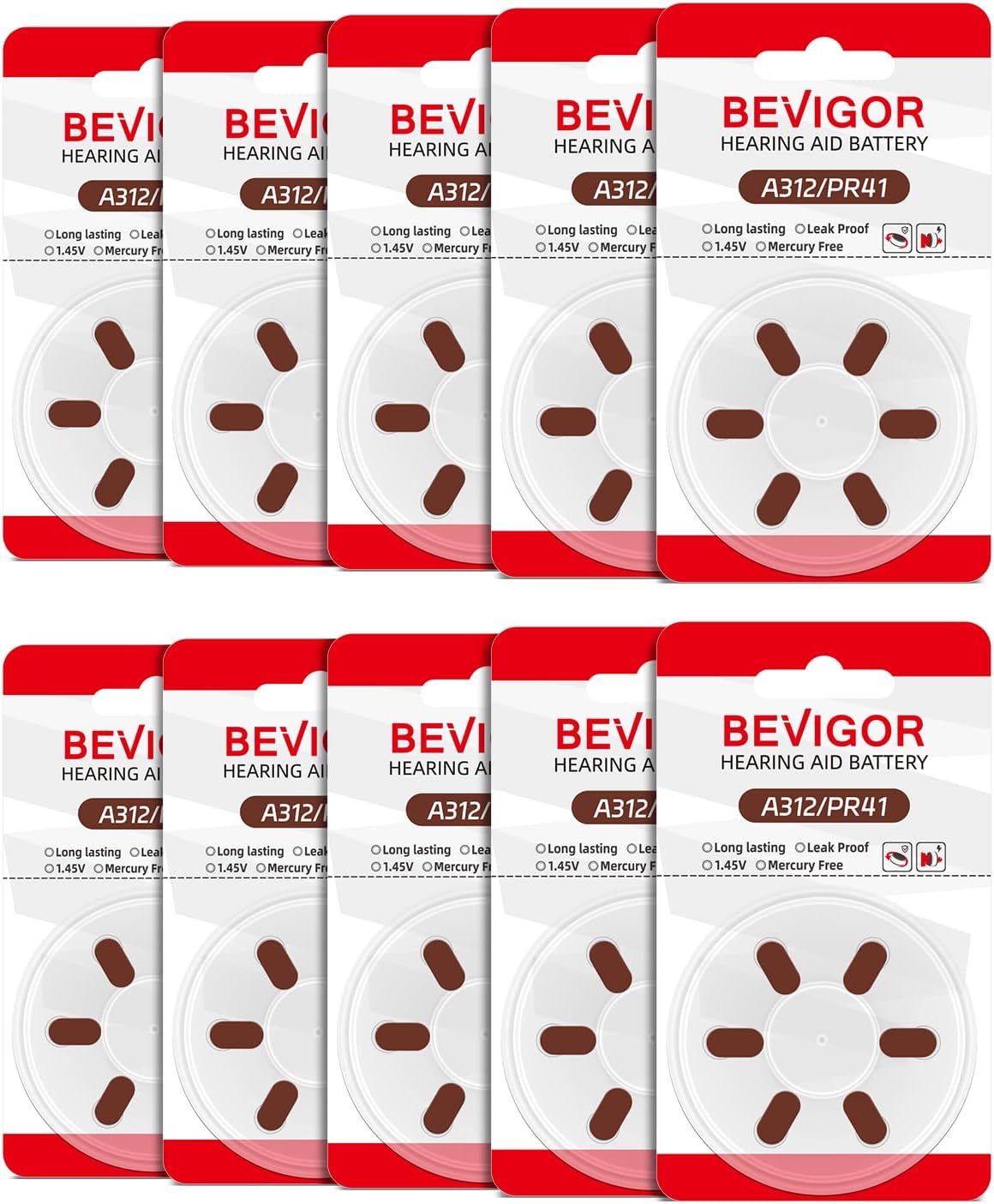 BEVIGOR Hearing Aid Batteries Size 312 Mercury Free (50 Count), Easy to Open and Carry