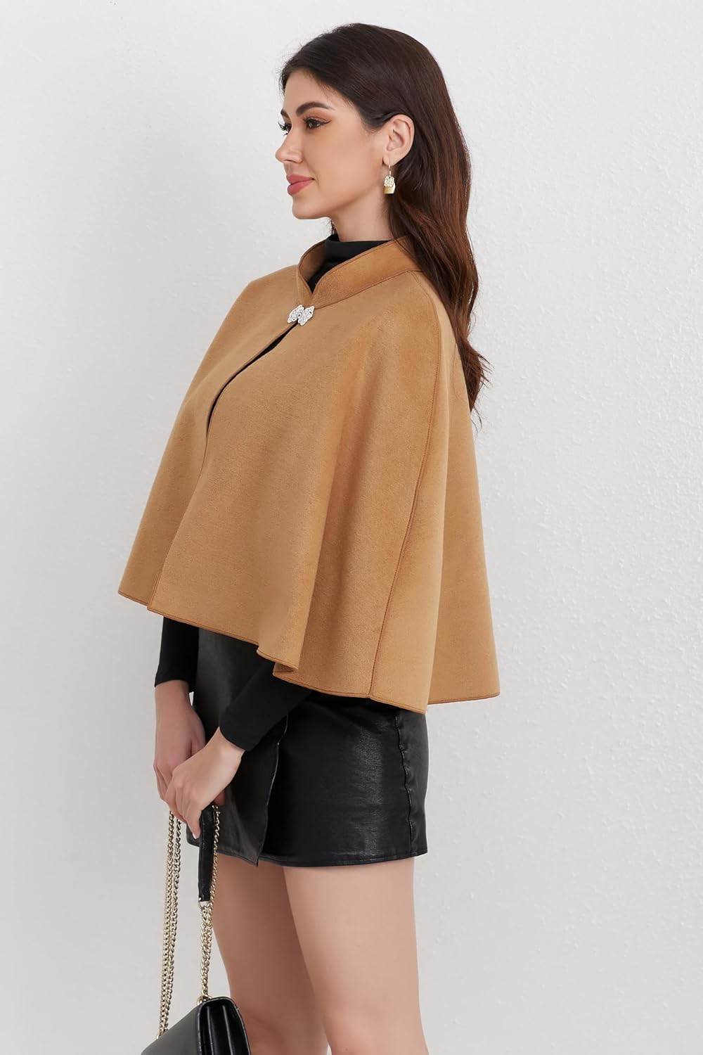 Short Cape for Womens Winter Warm Shawl Wraps Cardigan Dressy Cloak for Party - Image 3