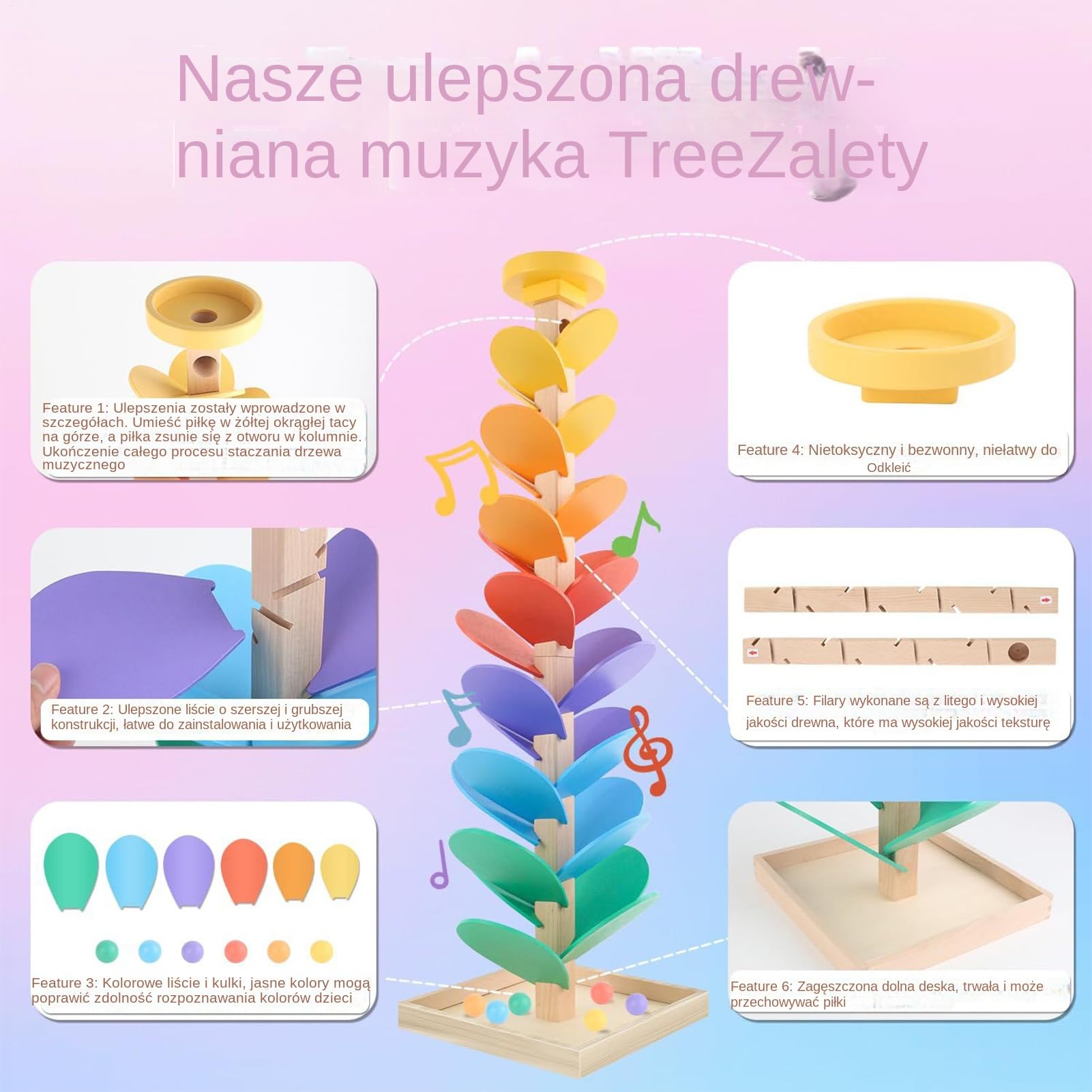Drewniana zabawka z kulkami Interaktywna Zabawka Edukacyjna Muzyczna