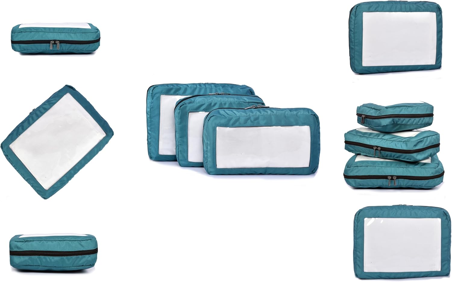 Clear Travel Toiletry Bags, Set of 3, for Travel, Sturdy Suitcase Organizer in 3 Size, Multiple Sizes for Luggage Organization by Aaron Leather Goods (Aegean)