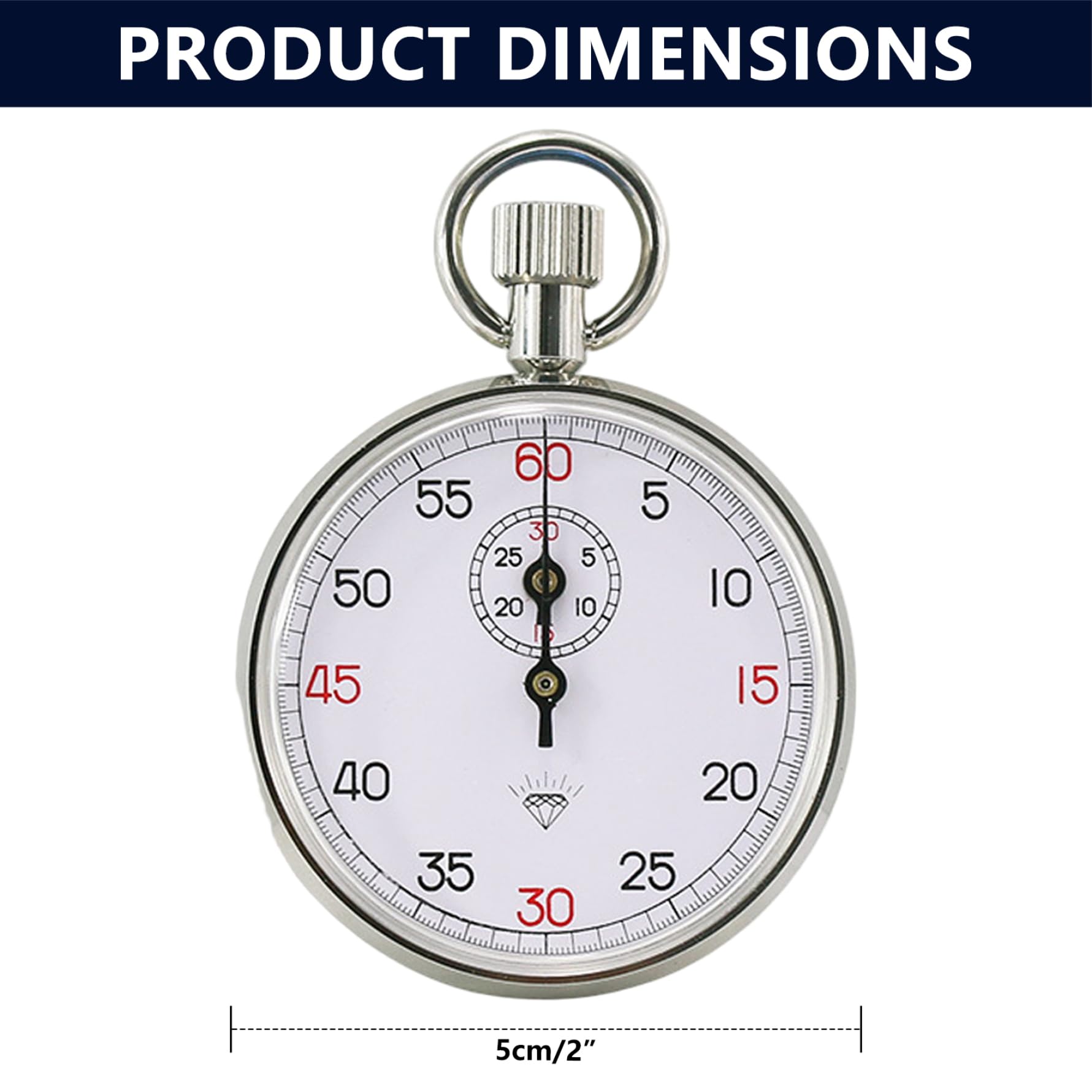 Chronomètre analogique mécanique à 13 Rubis précision optimale pour Le Sport et Le Laboratoire Cadran Blanc avec Cordon 60 s / 30 m