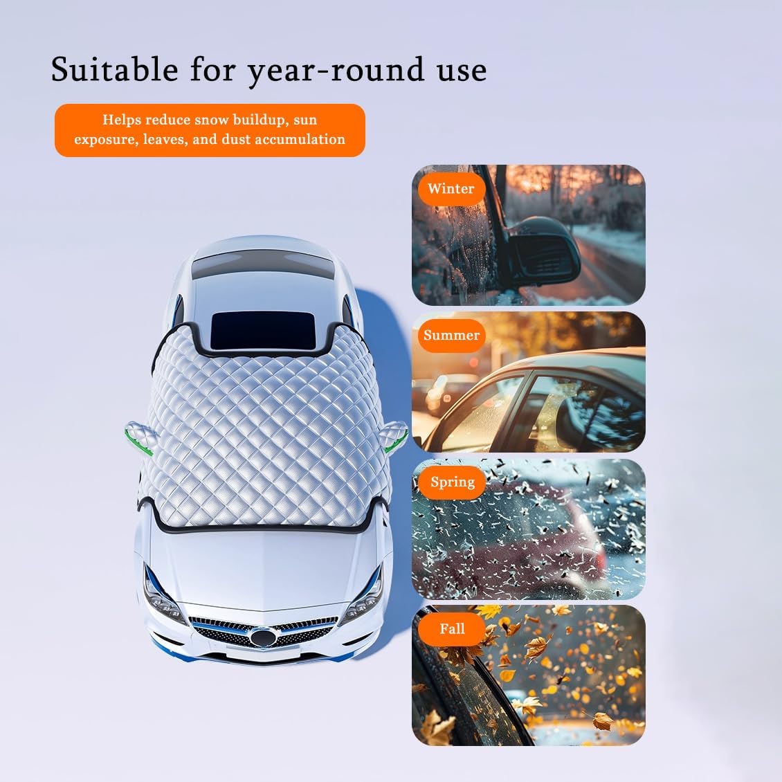 Front Windshield Snow Cover for Honda Odyssey 2011–2025, with Side Window and Mirror Covers, Helps Reduce Ice and Frost Buildup, Fits Most Sedans, SUVs and MPVs,B L
