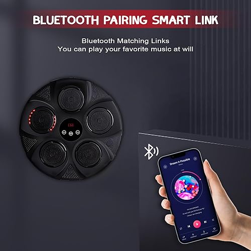 Miniatura 8 de Máquina de boxeo de música Máquina de boxeo electrónica montada en la pared Negro, Portátil inteligente Bluetooth luces LED Máquina de boxeo