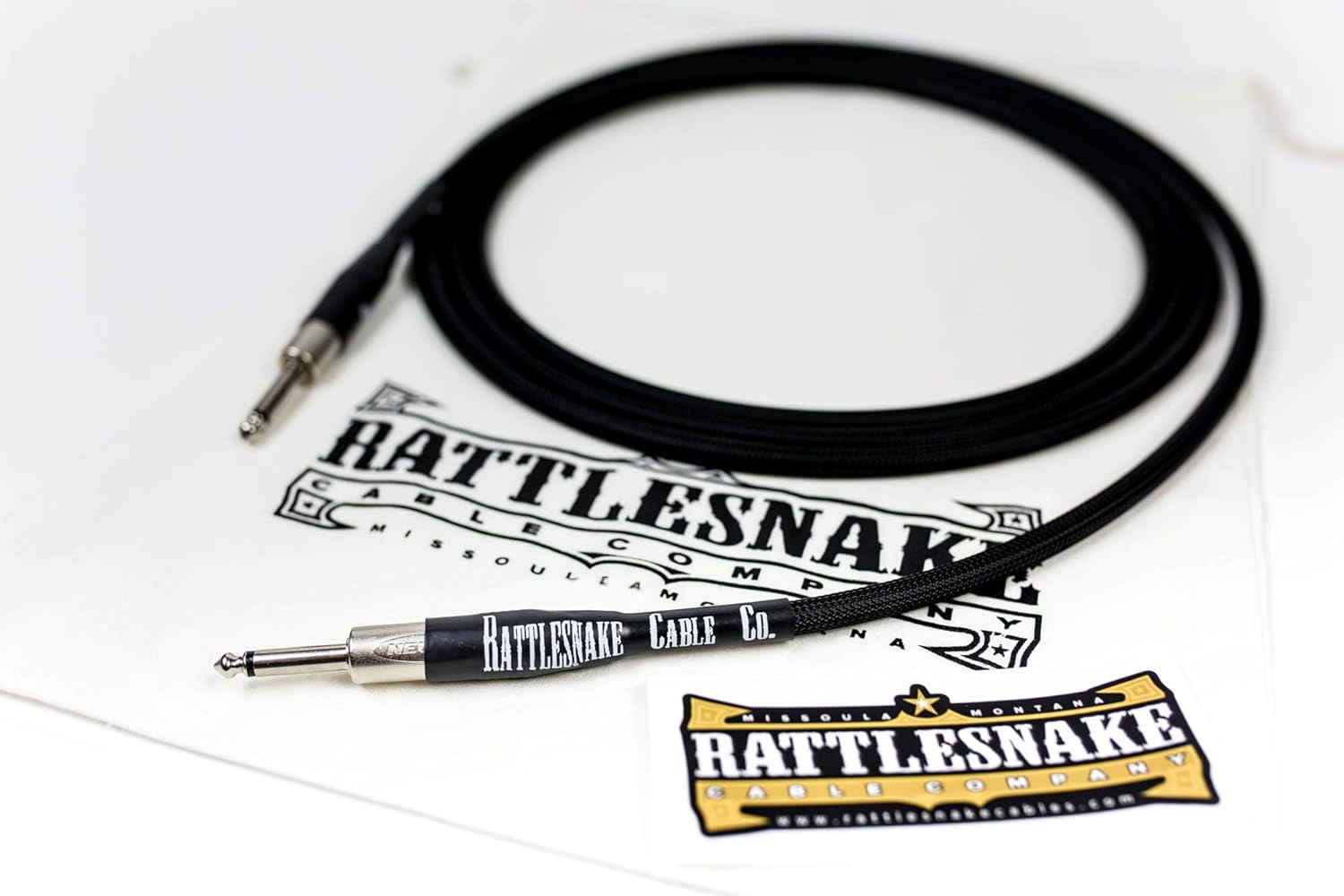 Rattlesnake Cable - 10 Foot Standard Black Guitar Instrument Cable Straight to Straight 1/4-Inch plugs