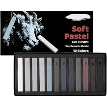 Soft Pastels Set, Square Chalk Pastel Sticks, Assorted Colors for Artists, Students & Beginners, Drawing, Coloring, Sketching, Shading, Blending & Layering 12 Colors-Grey Tones
