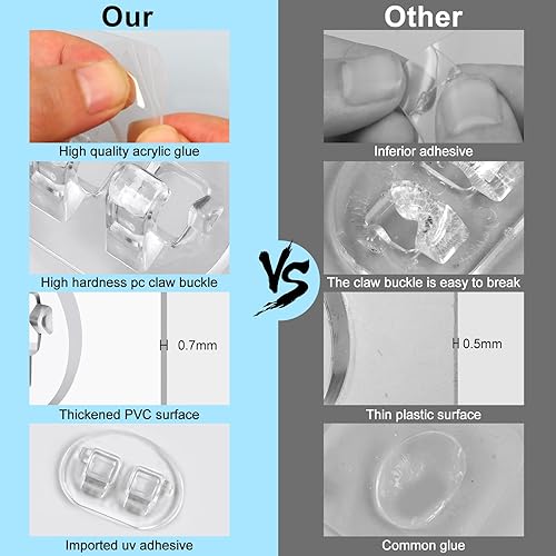Miniatura 4 de vivinin Paquete de 15 soportes adhesivos de repuesto para regadera, adhesivo para estante de ducha sin taladrar, ganchos adhesivos para organizador