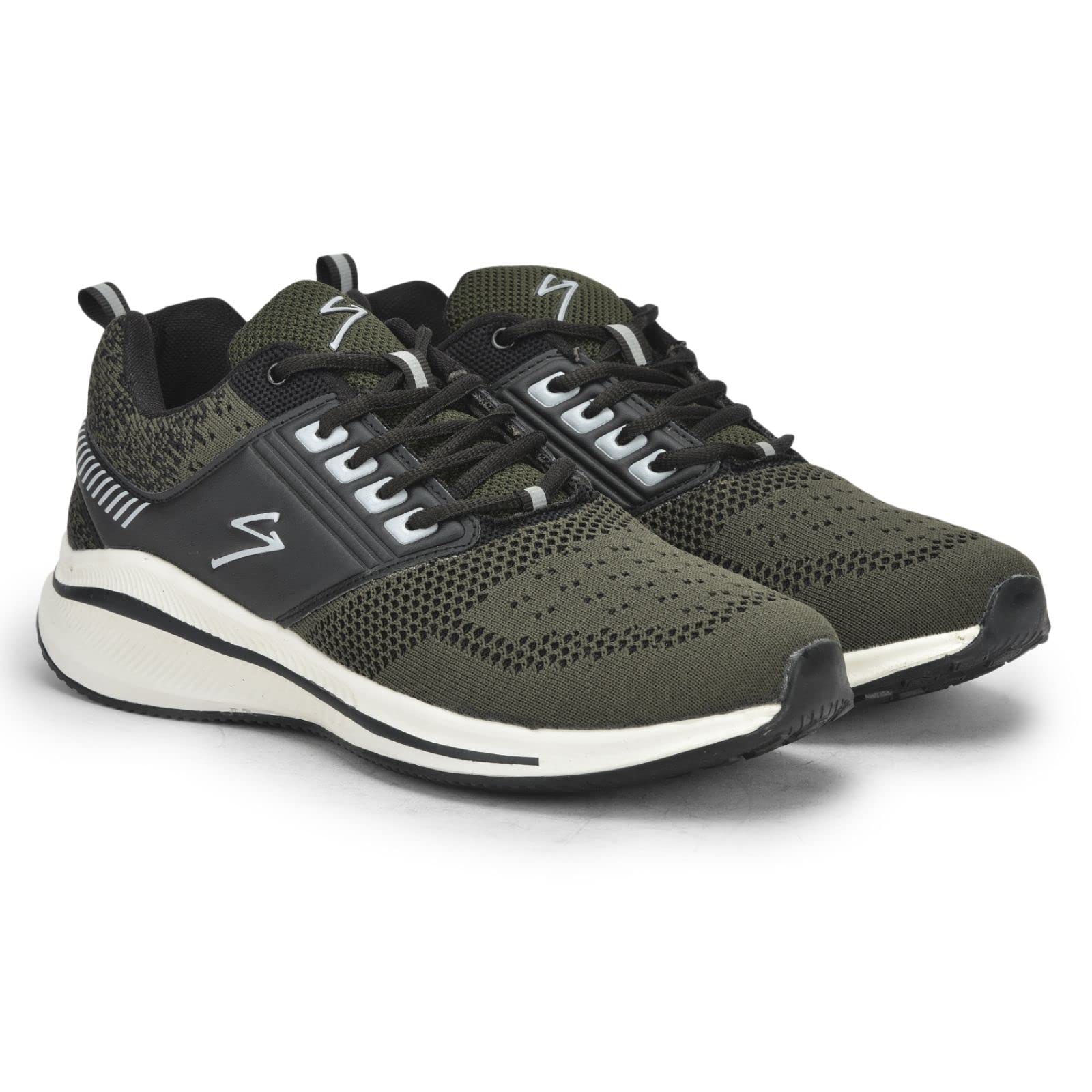 SGSG Mens Bolt White/Olive/Black Running Shoe - 8 UK (Bolt)