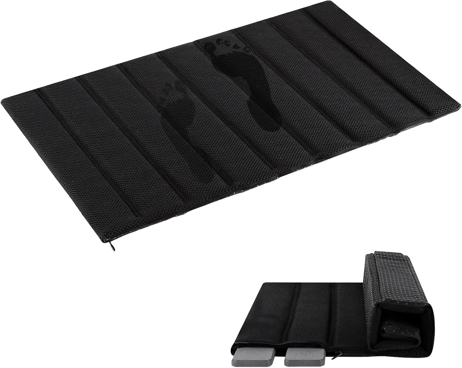 Heagoale Ultra Quick Drying Stone Bath Mat Diatomaceous Earth Shower Mat Non-Slip Foldable Dish Drying Mats for Bathroom Floor, Kitchen Counter, Pet, 23x15, Black