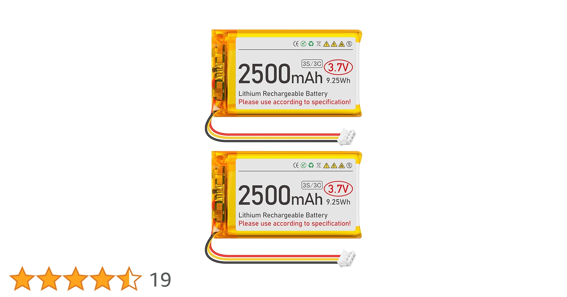りぽ Amazon.co.jp: 3.7V リチウムイオン電池 2500mAh 903659 充電式