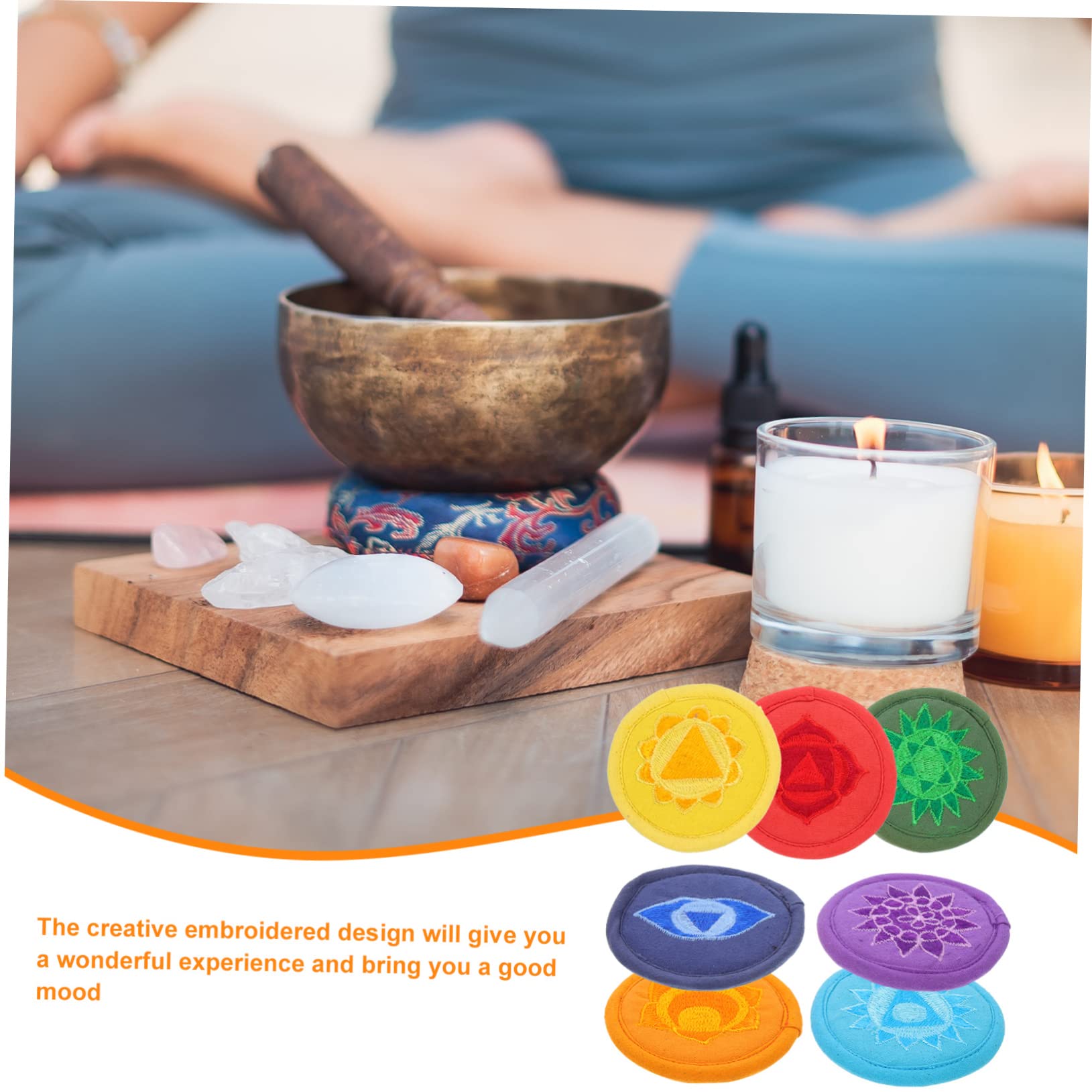 Toyvian Coussin Pour Bol Chantant Tibétain Brodé Lot De 7 Coussins De Protection Pour Bol De Prière Support Compact Pour Et Yoga