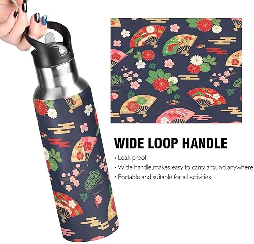 Miniatura 4 de Japanese Fans Vintage Stainless Steel Water Bottle 32 Oz Leakproof Water Bottles, BPA-Free Sport Water Bottle Insulated