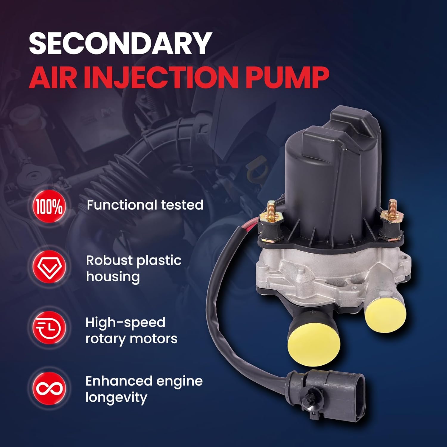 MOCA AIP47 Secondary Air Injection Pump Fit for Volkswagen 2015-2024 GTI 2.0L, 2018-2024 Tiguan 2.0L, 2019-2022 Jetta 2.0L, for Audi 2019-2024 Q3 2.0L, 2016-2023 TT Quattro 2.0L