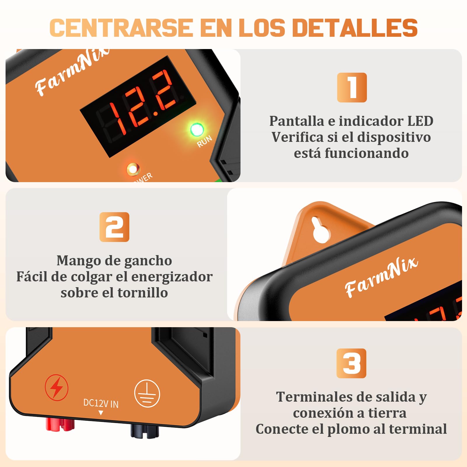 15KM Pastor Electrico con pantalla LED,2J Cerca eléctrica Controlador para caballos,220V Cerca eléctrica Pastor para Cría de animales pastores, para Granja Pastar Jardín (Naranja)