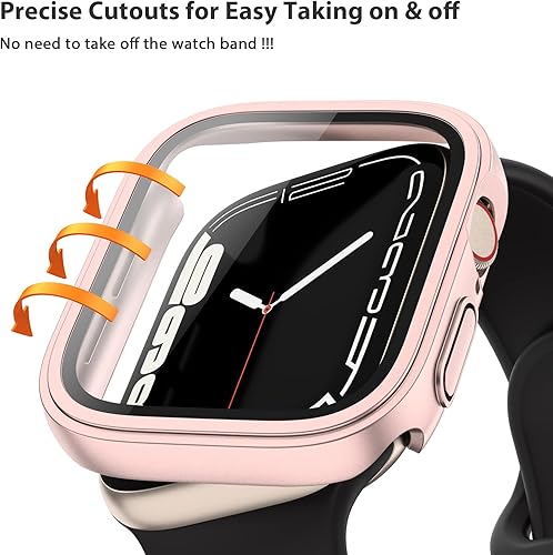 Miniatura 3 de AK Paquete de 3 fundas rígidas de policarbonato con protector de pantalla de vidrio templado compatible con Apple Watch Series 8 Series 7 de 1.614