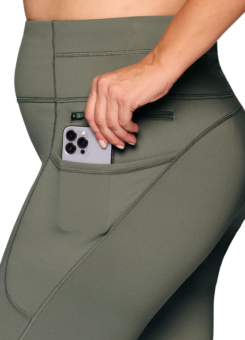 RBX Active Women's Plus Size Full Length Athletic Running Yoga High Waist Fleece Lined Leggings with Pockets