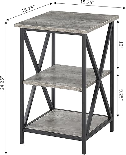 Miniatura 18 de Convenience Concepts Tucson - Mesa auxiliar con estantes, mármol sintético gris/negro Mármol de imitación