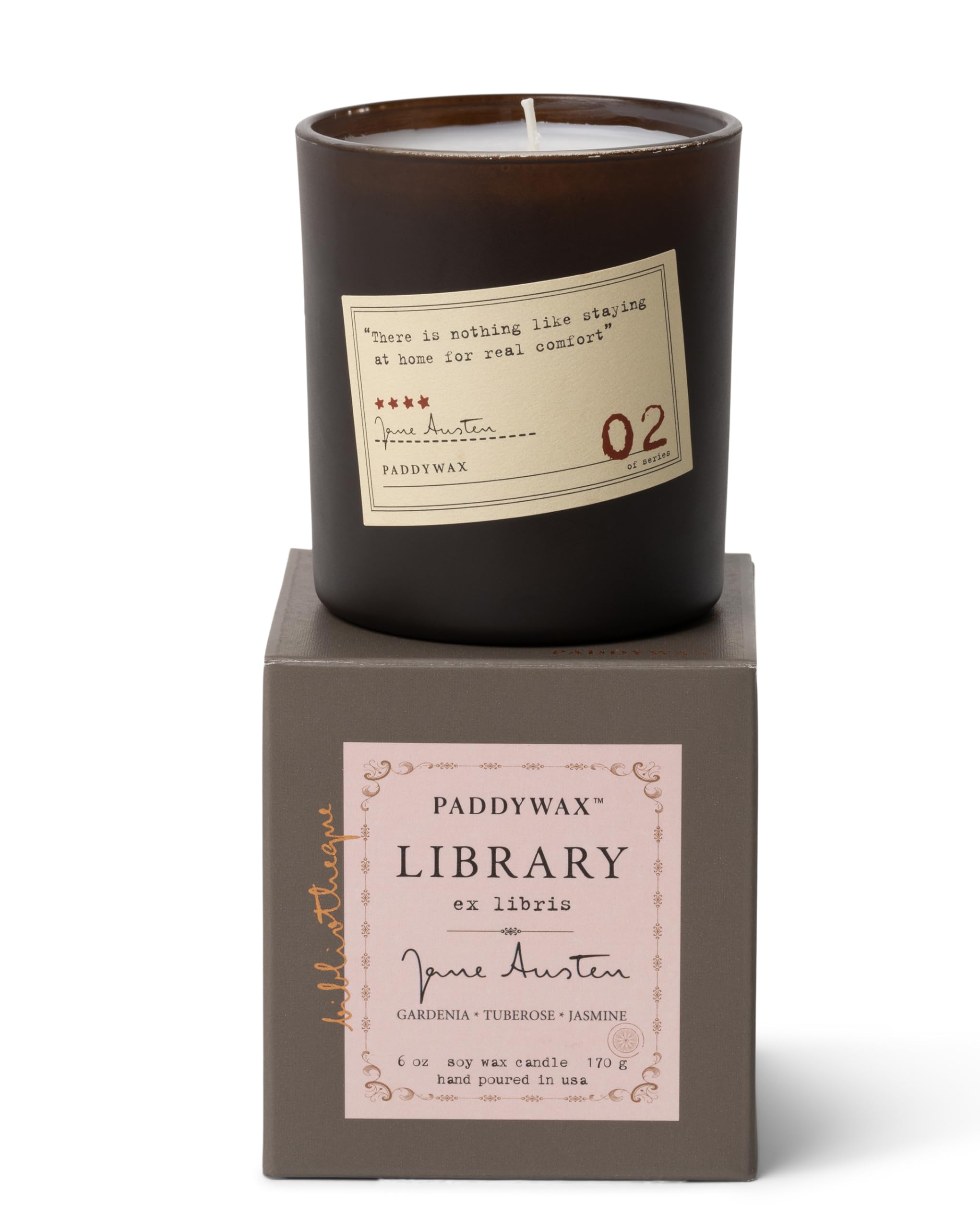 Paddywax Geurkaarsen bibliotheek collectie luxe ambachtelijke kaars, 170g, Jane Austen Paddywax Geurkaarsen bibliotheek collectie luxe ambachtelijke kaars, 170g, Jane Austen