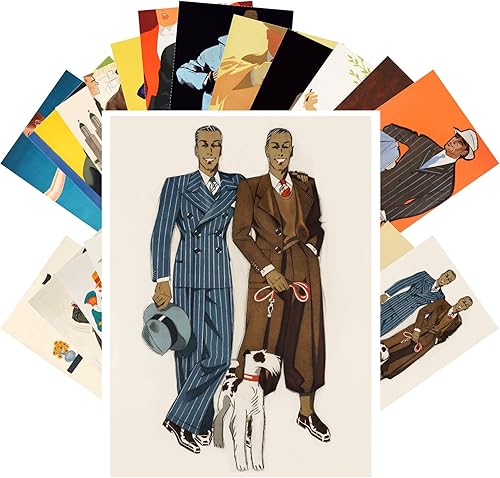 Miniatura 4 de PIXILUV Postales vintage (24 piezas de 4 x 6 pulgadas cada una) Increíbles dibujos de personas elegantes, postales vintage, tarjetas de felicitación