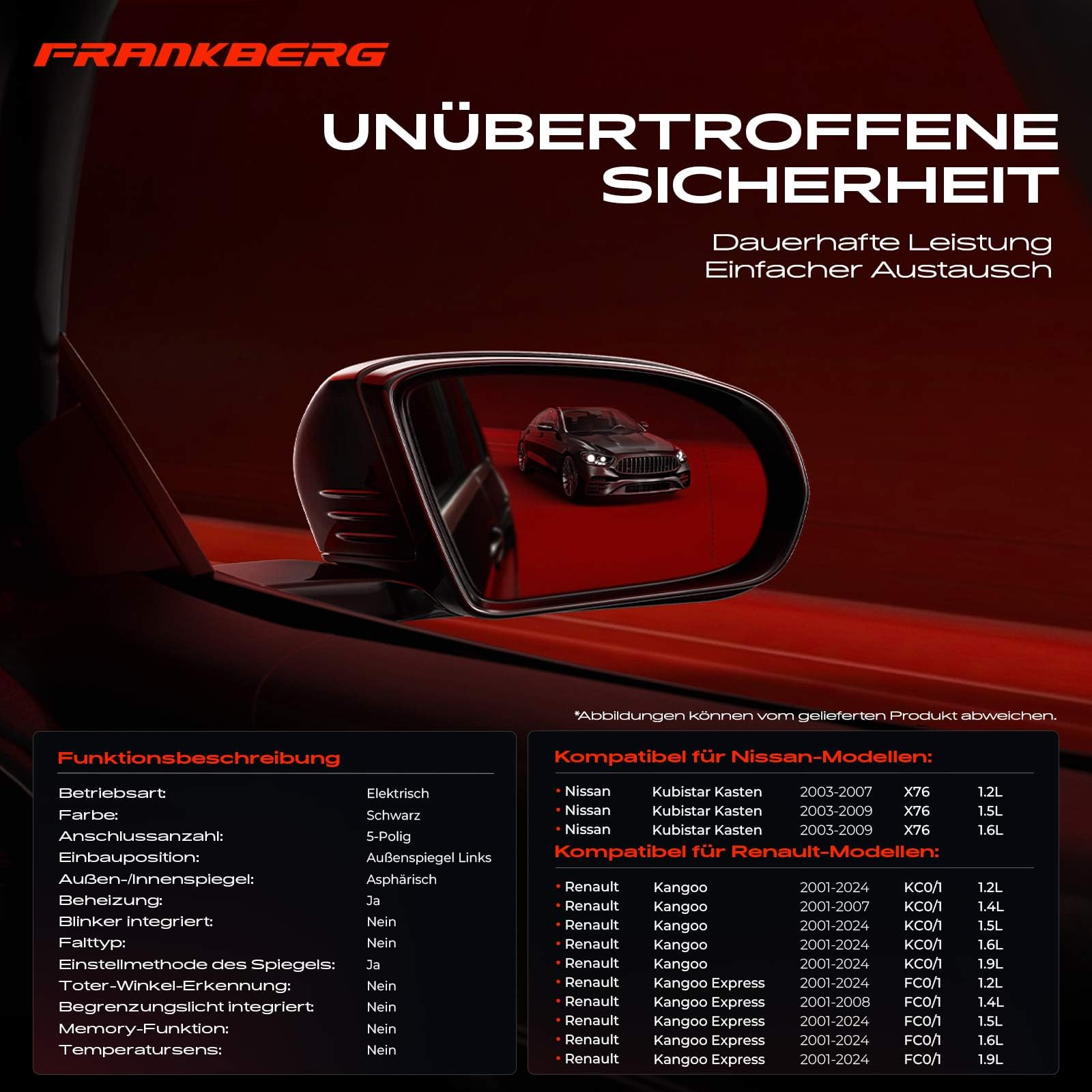 Frankberg Espejo exterior eléctrico izquierdo de 5 Polos 7700354636