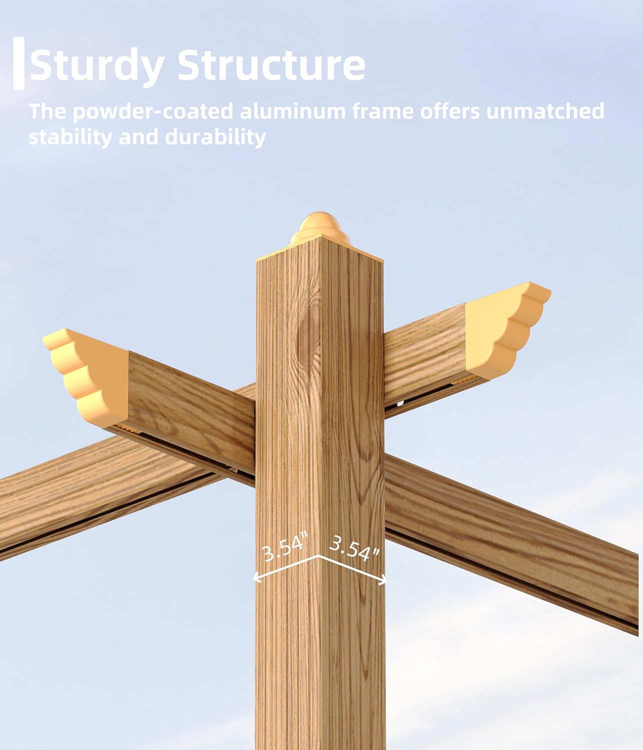 GAOMON 10x13 Ft Outdoor Aluminum Pergola, Heavy-Duty Woodgrain Patio Pergola with Retractable Canopy Sun Shade & Side Mesh Curtain, Metal Gazebo for Existing Deck Backyard Garden, Beige