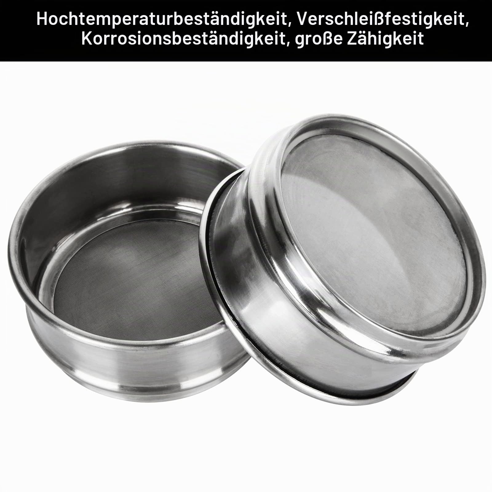 2 Stück 304 Edelstahl-Testsiebe, 200 Maschen 0,075 mm + # 80 Mesh 0,2 mm Öffnung Labor Standard-Testsieb φ10 cm Dia Economy Testsieb für Industrielabor