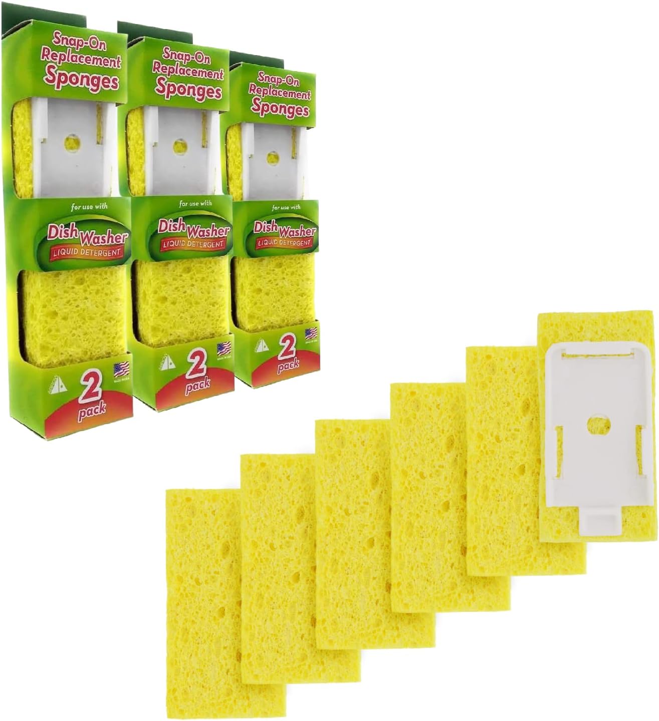 Arrow Home Products Dish Wand Sponge Refills, 3 Pack of 2