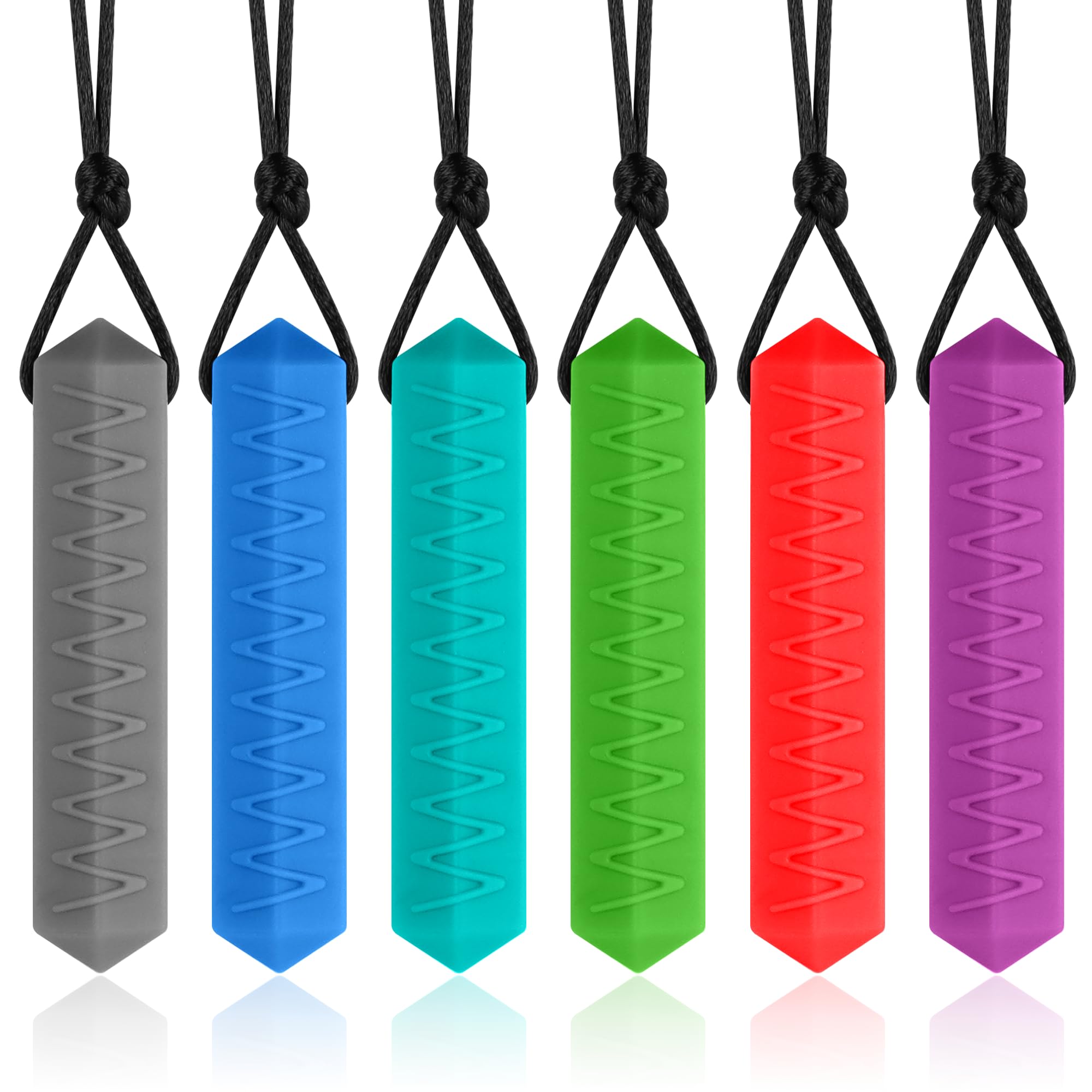 Collares sensoriales para masticar, paquete de 6 collares de silicona masticables para masticadores con autismo, TDAH, SPD o neces