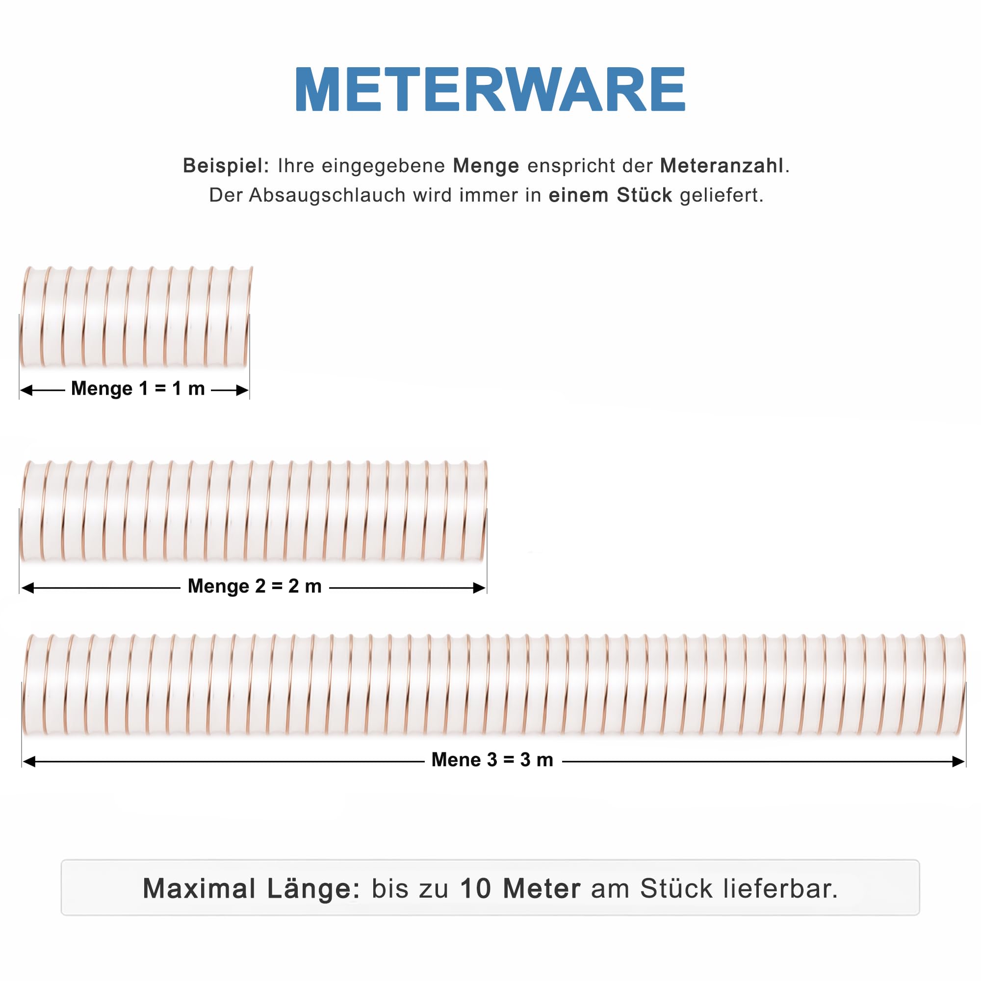 Absaugschlauch PU 0,6 mm PREMIUM | 200 mm Innendurchmesser | transparenter Spiralschlauch antistatisch & schwer entflammbar | Flexschlauch für Absauganlage, abriebfest | Meterware