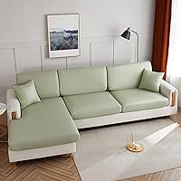Vista 21 de Fundas de cojín impermeables para sofá, funda de cojín elástica de piel sintética para sofá en forma de L, protector de muebles para sala de estar