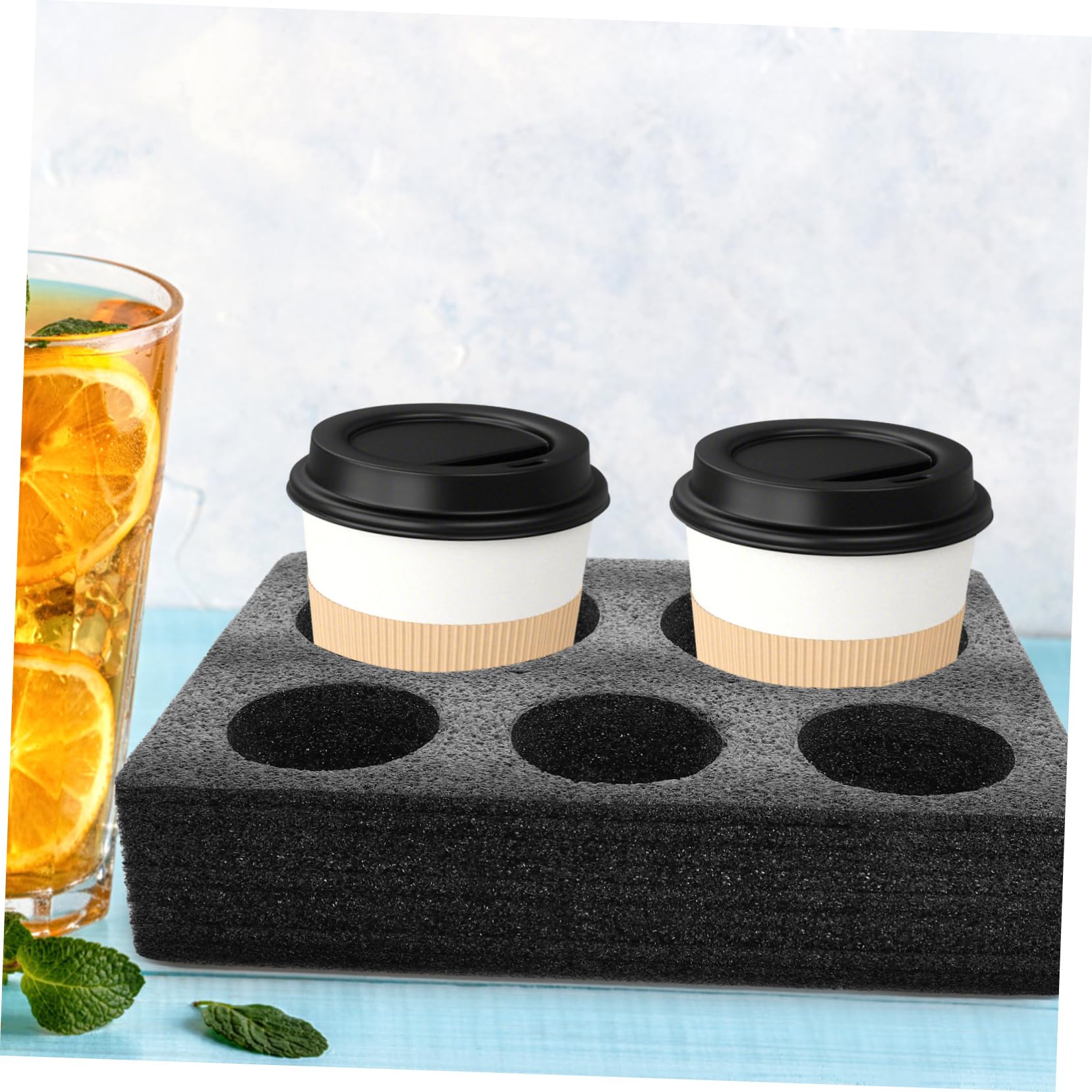 Cabilock 4 Piezas Posavasos Café Portavasos Para Bebidas Soporte De Copa De Bebidas Portavasos De Cafe Transportador Portador De Bebidas Bandeja De La Copa Para Llevar Negro Algodón Perlado