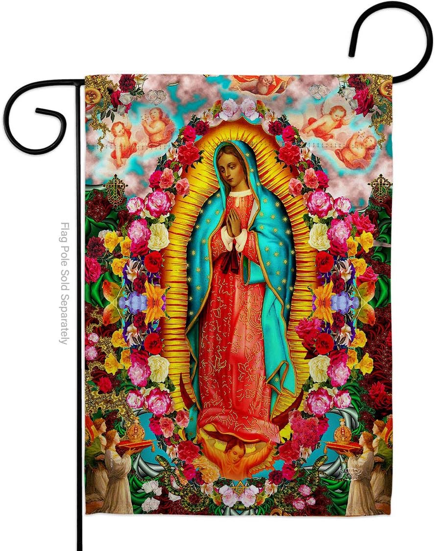 Our Lady of Guadalupe Flag Home Decor Faith Hope Grace Grave Yard Decorations For Cemetery Peace Dove Religious Decoration Religion Easter Garden Sign Christian Gifts Made In USA