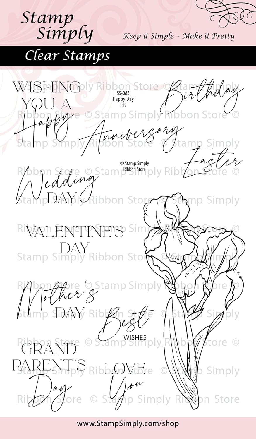 Clear Stamps - Happy Day Iris - Flower Stamp 4x6 Sheet - 11 Pieces