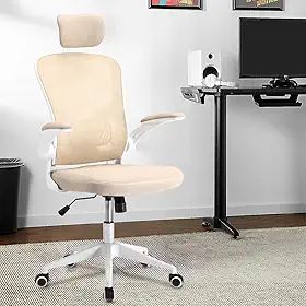 Cadeira de escritório ergonômica com estofado de mesh (Amarelo)
