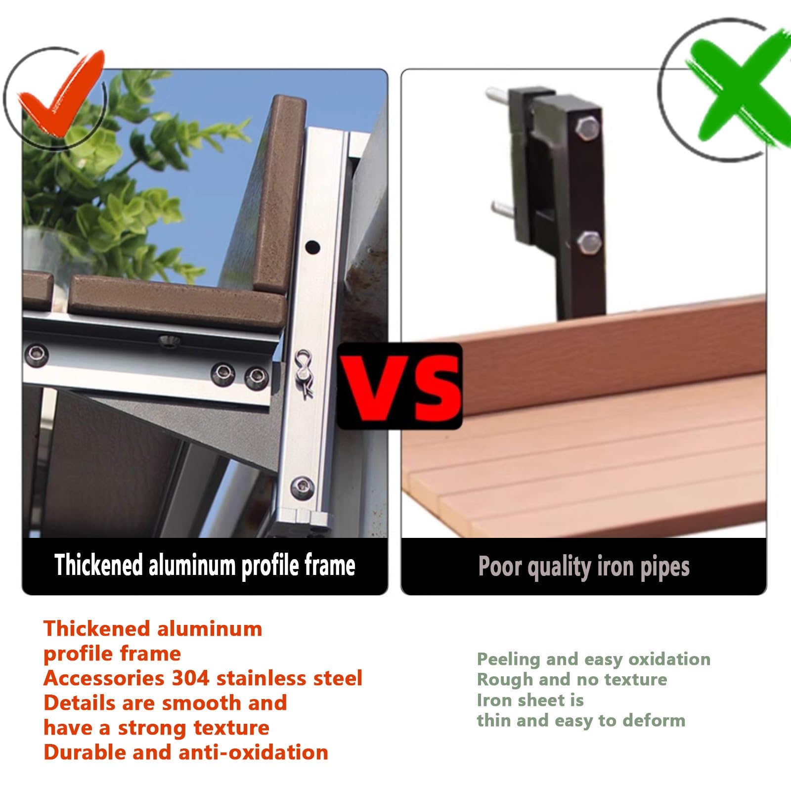 Tavolino da Balcone Pieghevole,scrivania da appendere al balcone,tavolino da balcone esterno,Tavolo da ringhiera for patio da esterno, giardino, terrazza, ufficio(L100*w27cm/L39.4*W10.6IN)