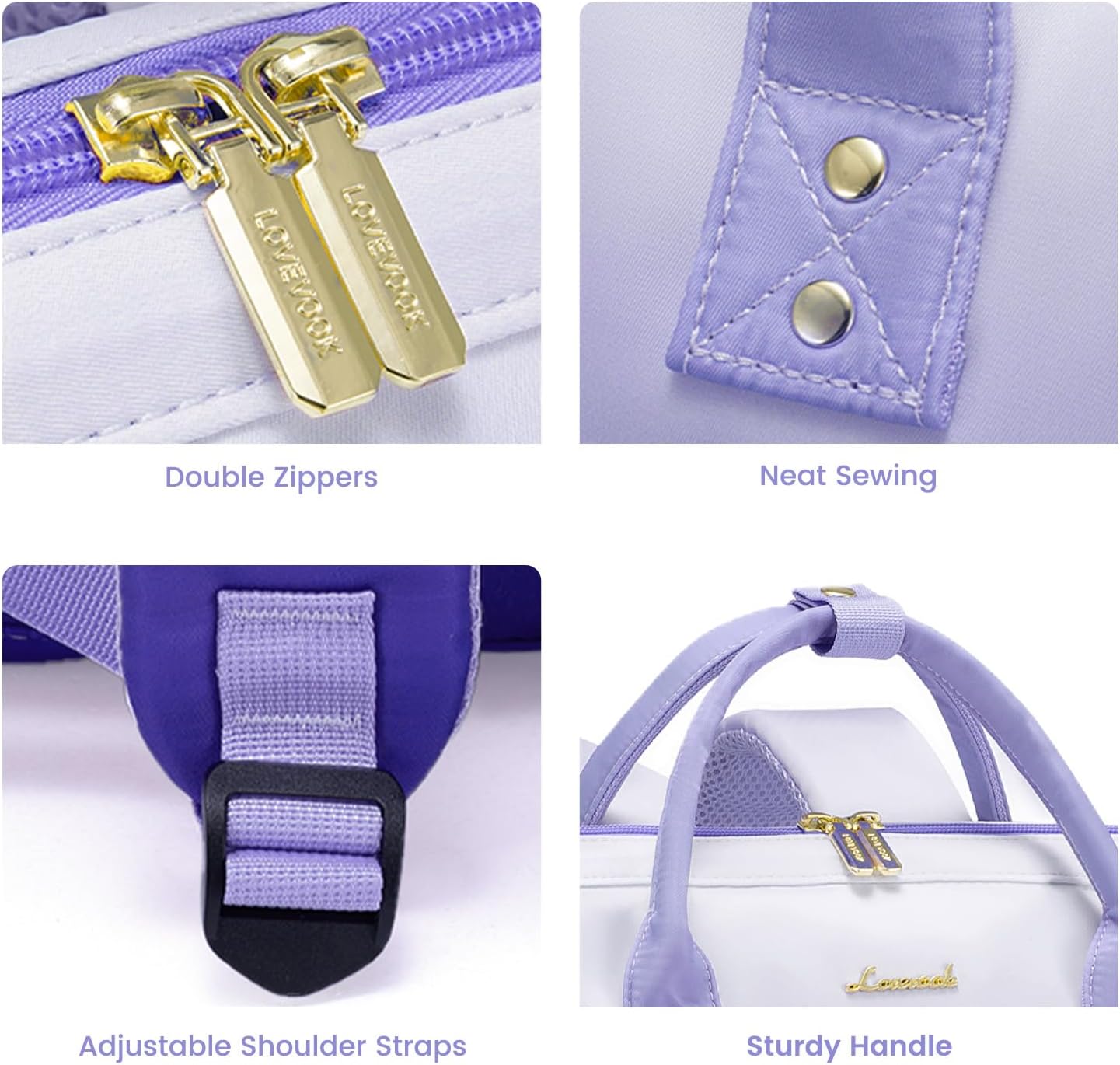 LOVEVOOK Gradient Laptop Backpack for Women,15.6 Inch Work Computer Bakcpack Purse Laptop Bag With Anti-Theft Pocket,Waterproof Carry on Teacher College Backpack for Travel,Purple-White - Image 7