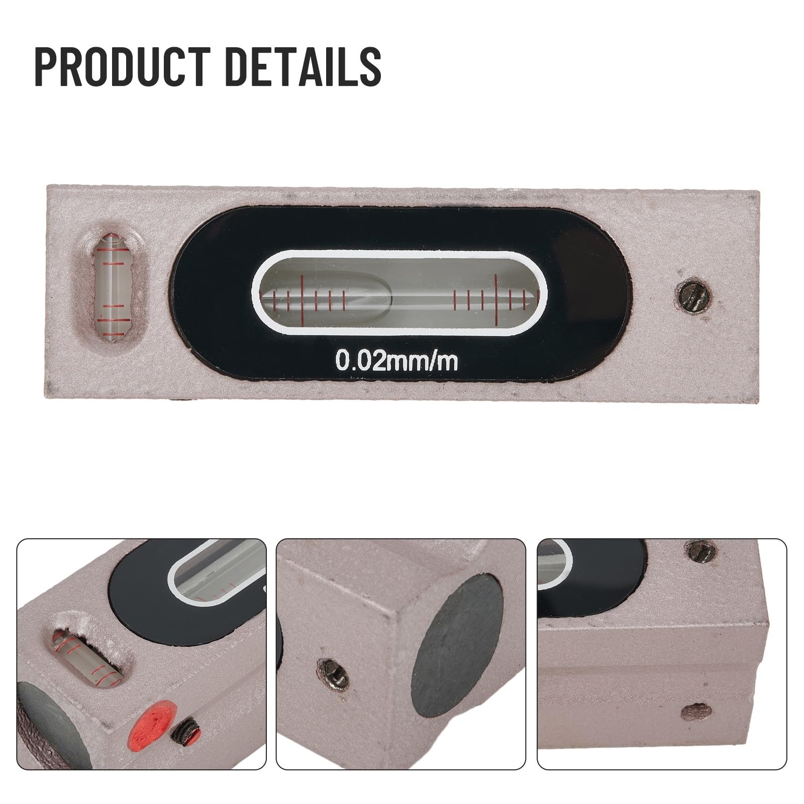 ZYWUOY Industriel pour niveau à bulle, longueur 100/150/200 mm avec résolution de 0,02 mm/m, base à rainure en V et fioles à bulles graduées pour machinistes et applications d'ingénierie