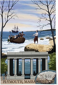 Lantern Press 24x36 Inch Giclee Print, Plymouth, Massachusetts, Portico