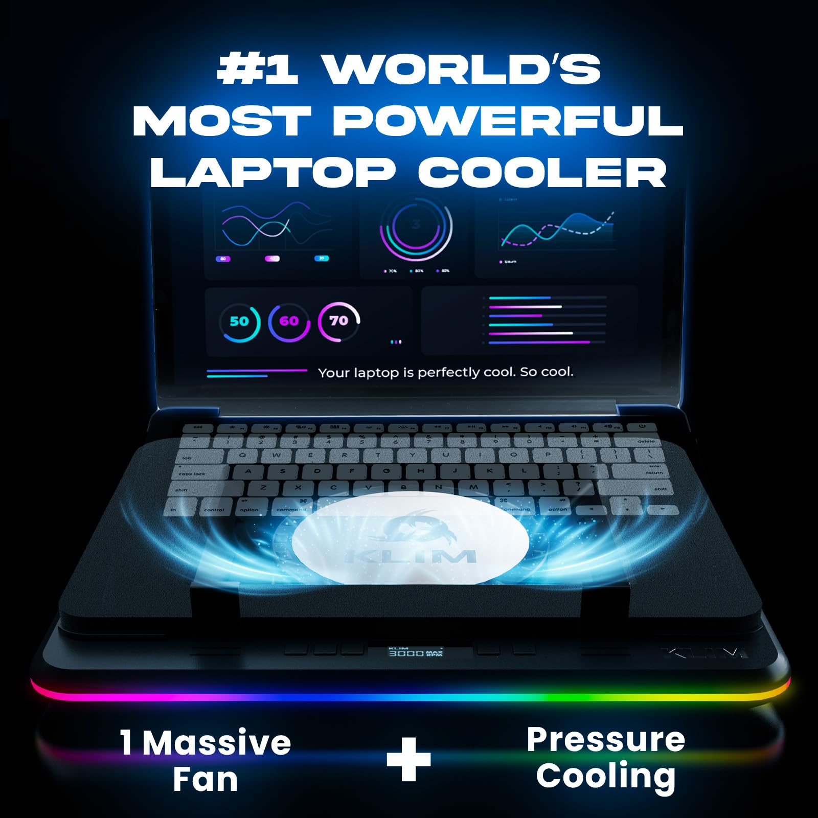 KLIM Turbofrost ゲーミングノートパソコン冷却パッド　本体のみ Amazon.com: KLIM Turbofrost MAX - RGB Laptop Cooling Pad, Gaming