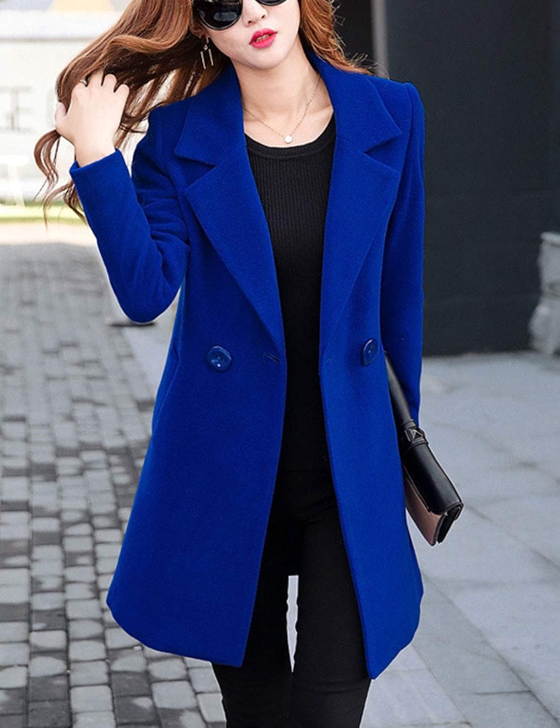 blue long wool coat