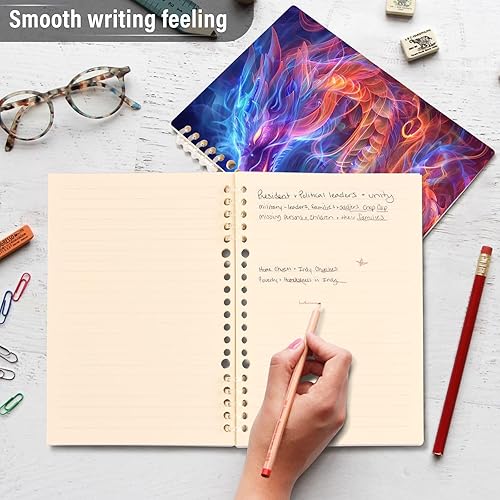 Miniatura 4 de UMIRIKO Neon Glowing Dragon Spiral Notebook Journal College Ruled Notebook 8.3"x5.7" Journal with 60 Lined Pages A5 Spiral Notebooks for Women Men 1