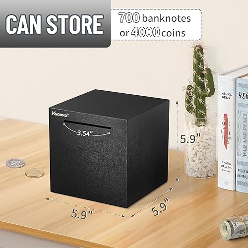 Vista 29 de Alcancía para adultos debe romperse para abrir, alcancía irrompible de acero inoxidable para adultos, caja de ahorro de metal para ahorrar dinero