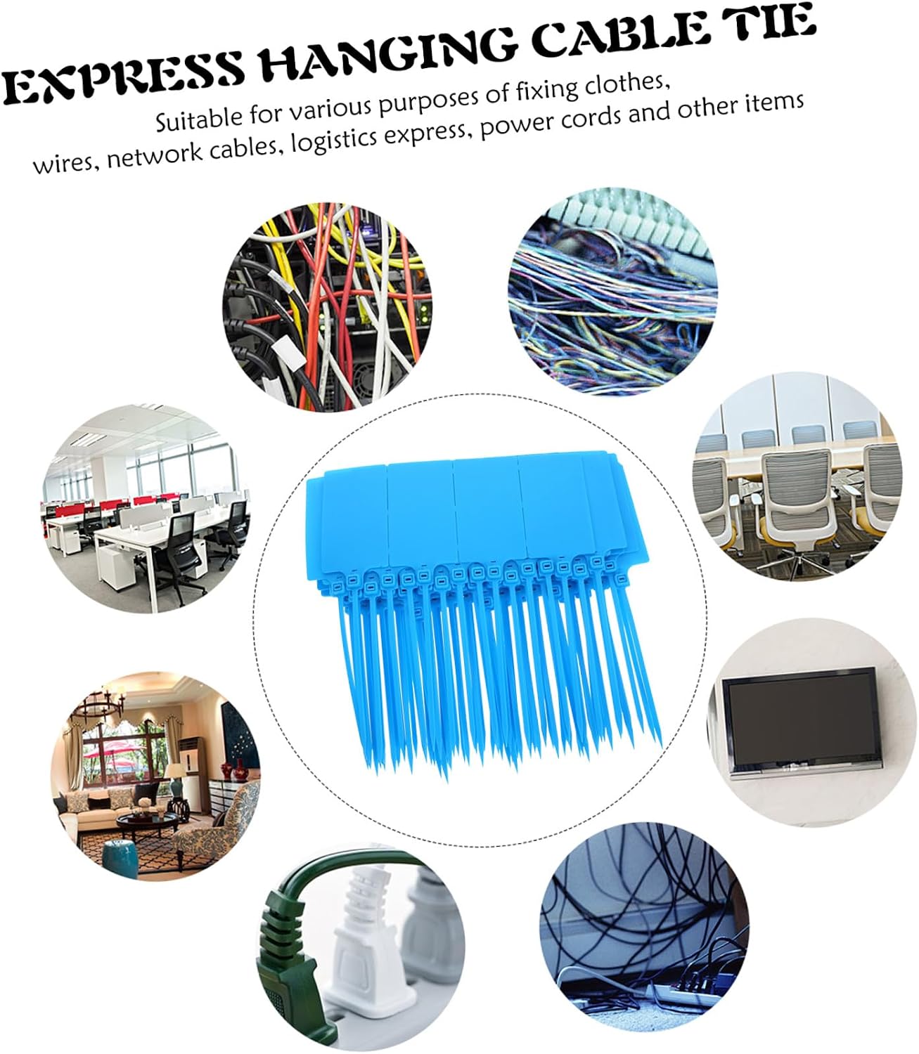 Cabilock 100pcs Blue Plastic Shipping Tags 5.8x100mm Sturdy Cable Labeling Tags for Logistics and Luggage Packing