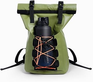 E EASTSTORM 23L Waterproof Dry Bag Backpack with Laptop Sleeve - Heavy Duty 500D PVC Roll Top Daypack for Kayaking, Motorcycle Commuting, Hiking & Beach - Includes IPX8 Waterproof Phone Case, Green