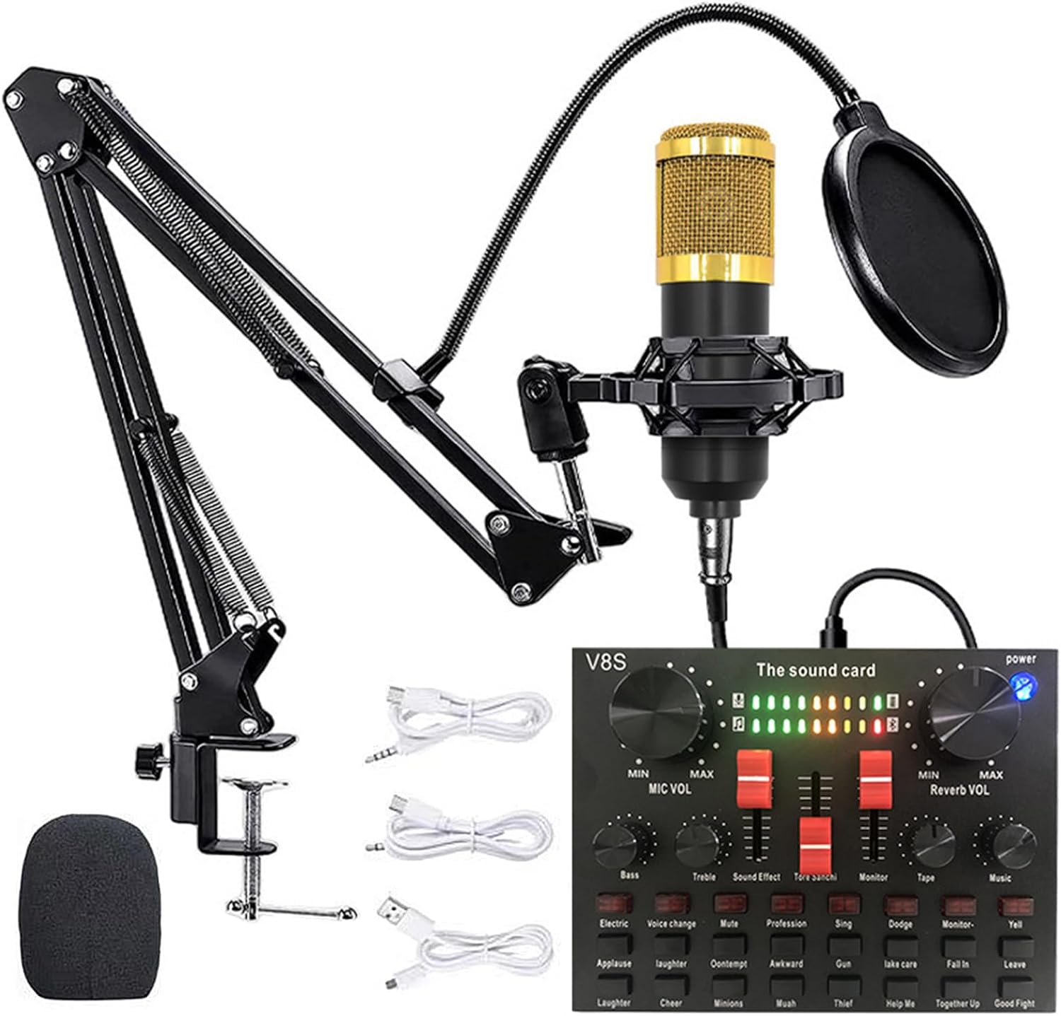 Live Sound Card V8S with 16 DJ and Live Effects 8 Modes USB Karaoke Stereo Mixer for Streaming
