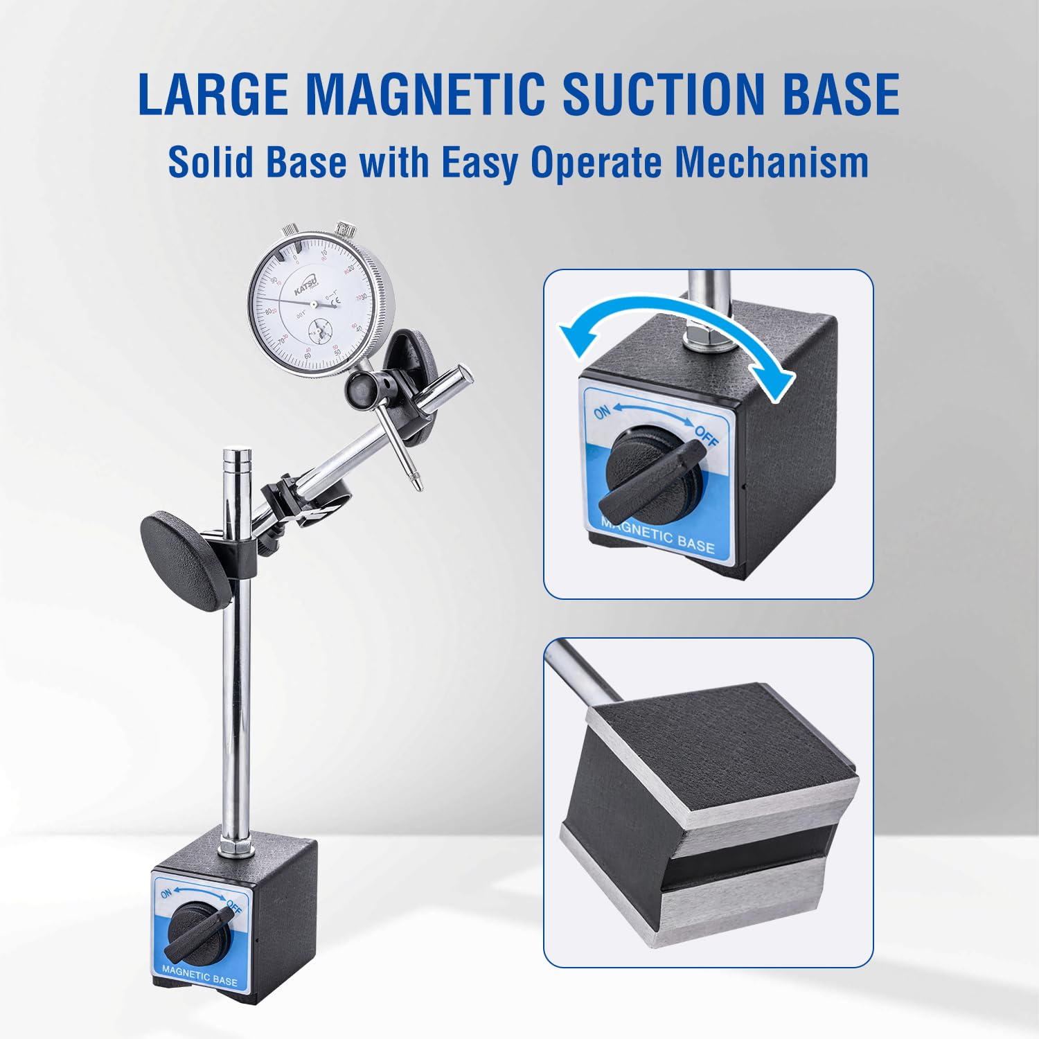 KATSU Tools Dial Indicator with Magnetic Base and 22 Pieces Indicator Points Set, 0-1.0" Tester Gauge, 0.001" Precision, Fine Adjustment, Measuring Toolkit in Storage Case 401111