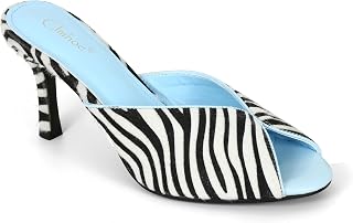 Suede Zebra High Heeled Sandals for Women Open Peep Toe Mules Slip On Stiletto Slides Casual Wedding Comfortable Pumps Shoes