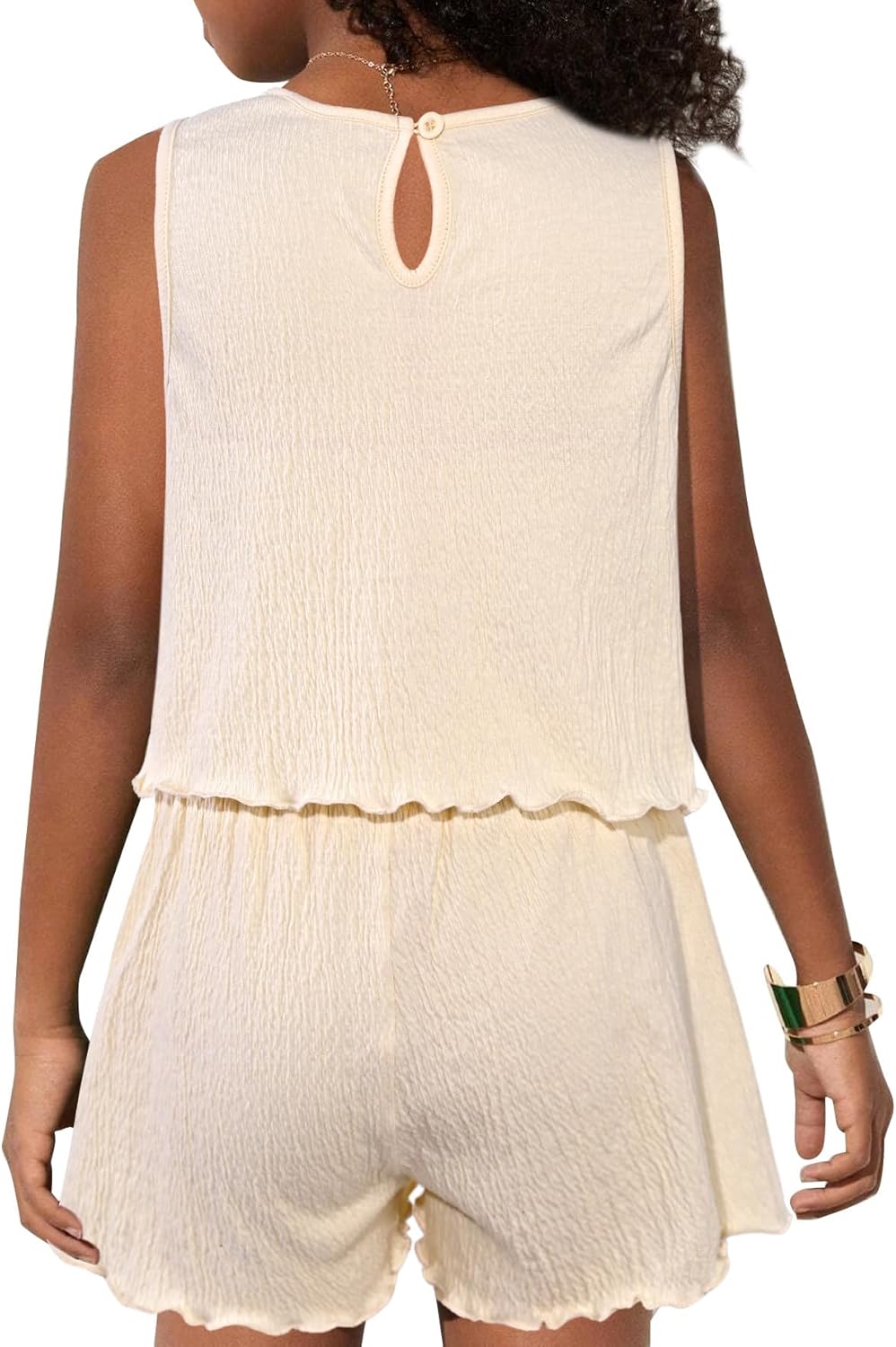 Girls' Summer 2 Piece Outfits Sleeveless Tank Tops and Wide Leg Shorts Sets - Image 2